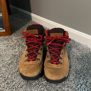 Columbia Tan Hiking Boots with Red Accents